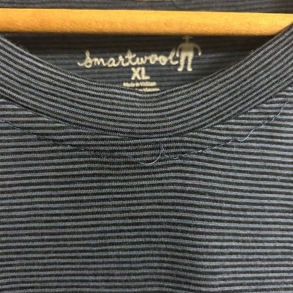 Smartwool Short-Sleeve T-Shirt Blue Black Stripe Men’s XL Wool - Picture 4 of 6